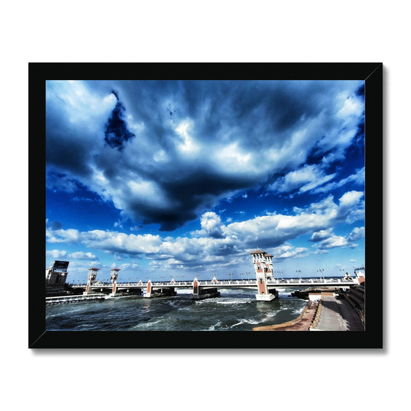 Drama at the Bridge Framed Print